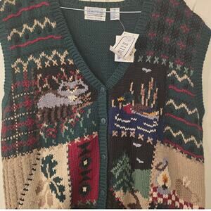 Vintage 90s Ashley Hand Knit Sweater Vest Cardigan 3XL. With the original tags.